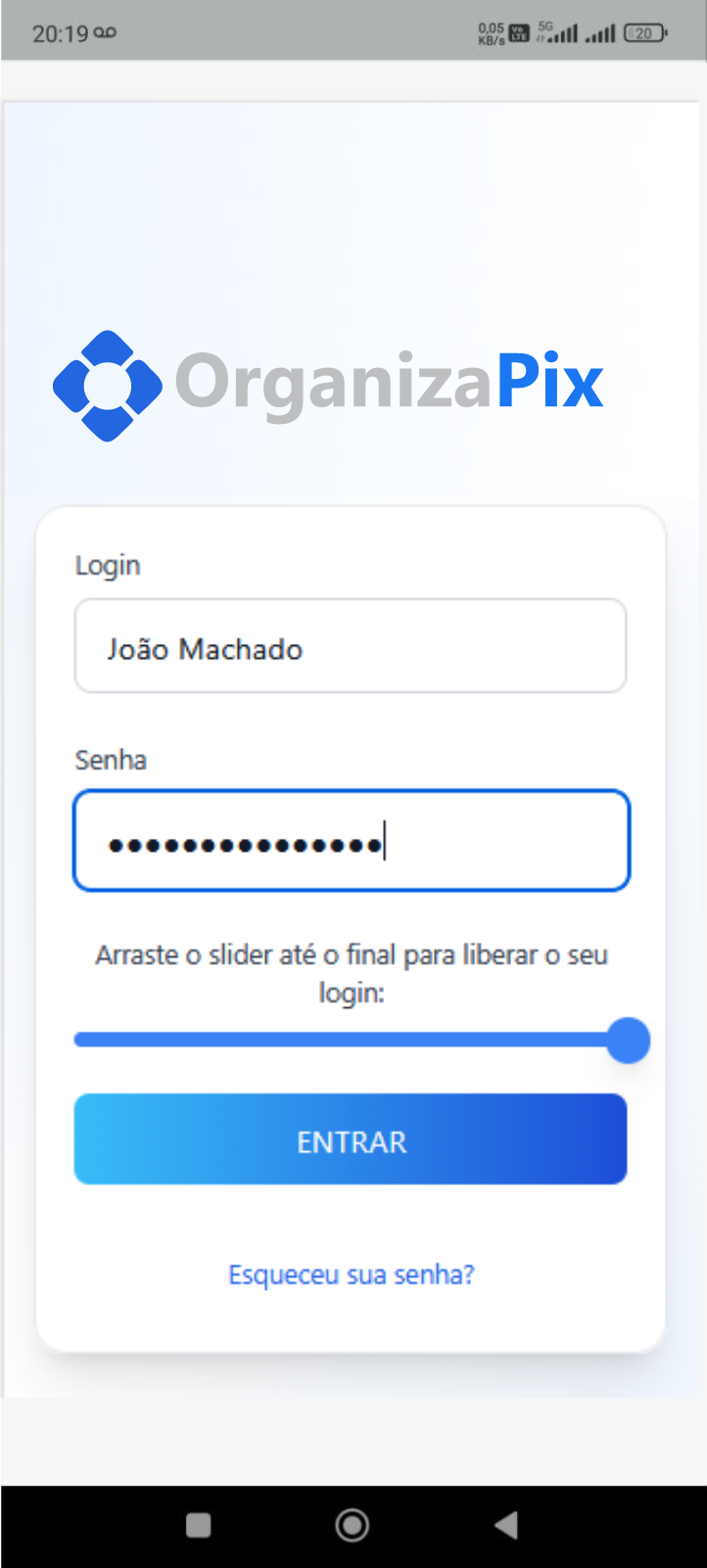 Login organizapix Comercio